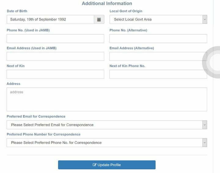 Bayero University Kano Post UTME particular form