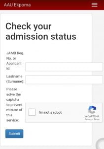 Admissions list checking portal of AAU 2020