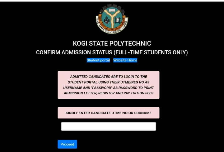 KSP full-time admission list checking portal