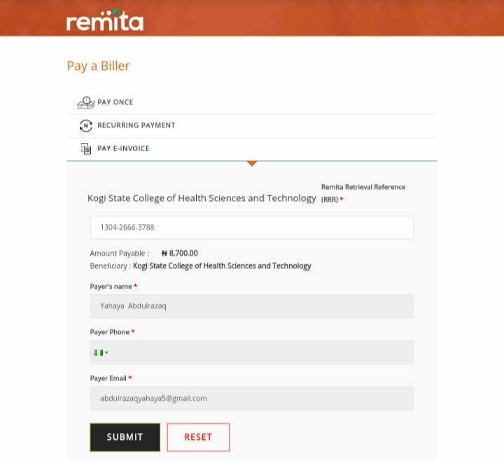 Remita payment invoice