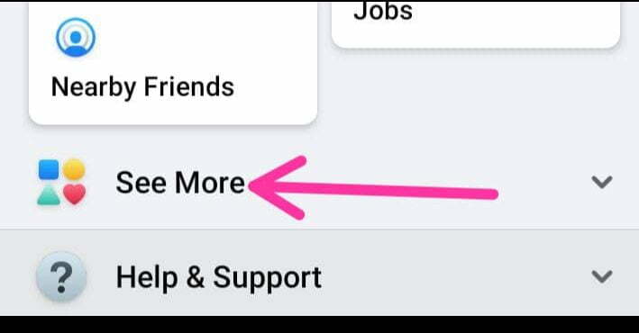 More options of Facebook
