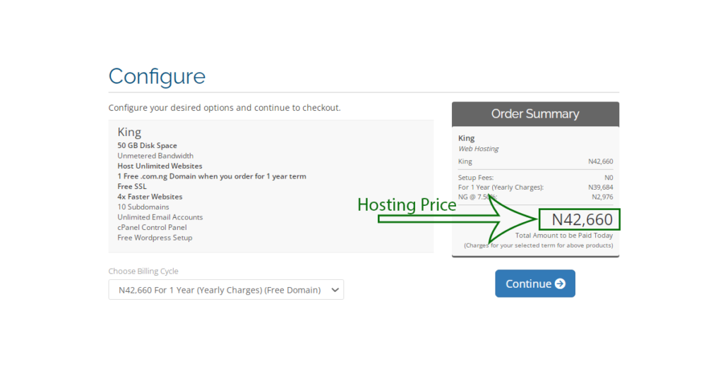 Web hosting price in Nigeria