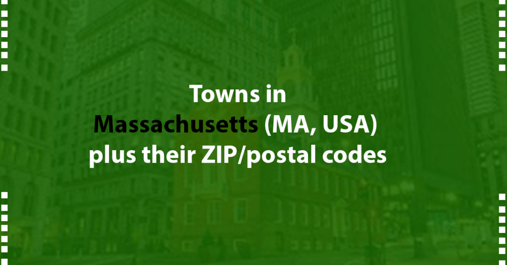 Cities in Massachusetts and their ZIP codes