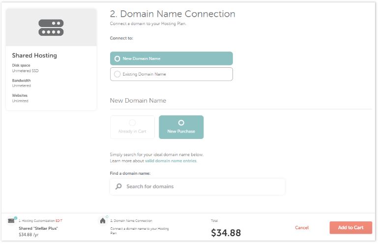 Domain Name Connection step