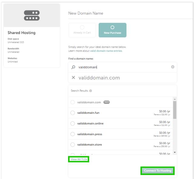 selecting and connecting domain on Namecheap