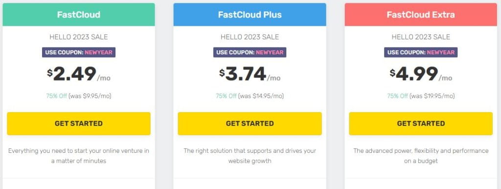 FastComet plans and pricing