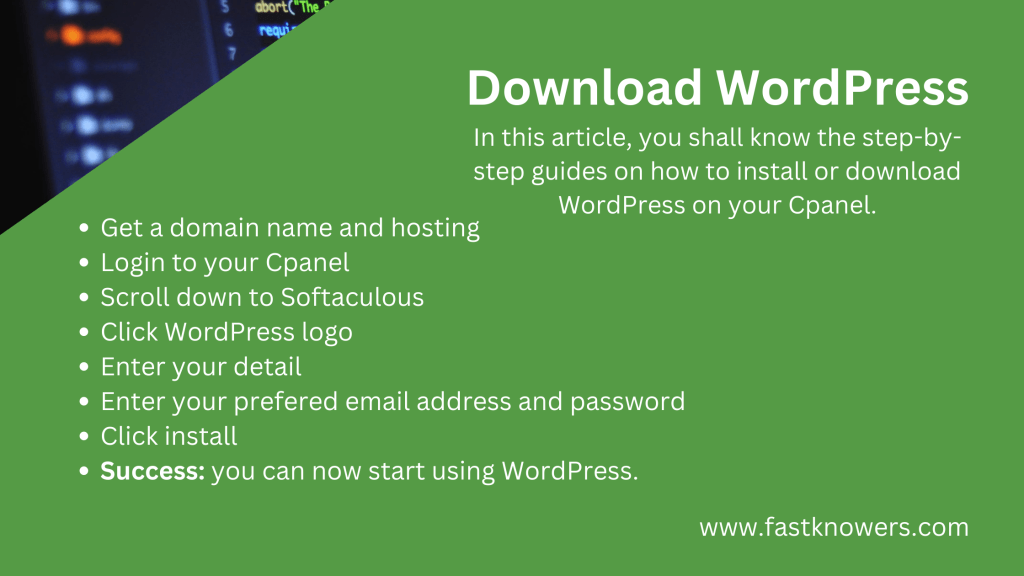 How download and install WordPress on your cpanel