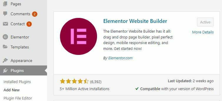 How to install and activate Elementor page builder plugin