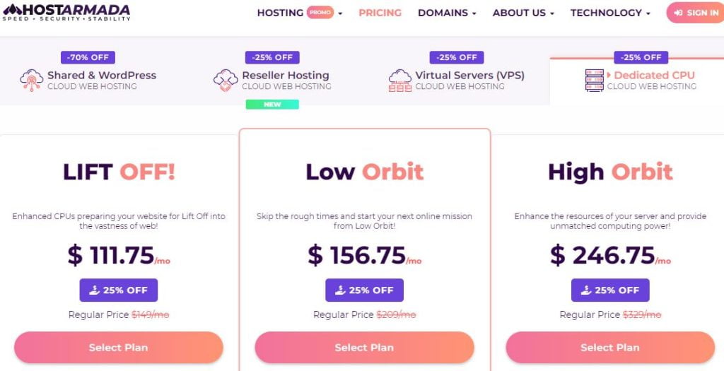 HostMarda dedicated hosting plans and pricing