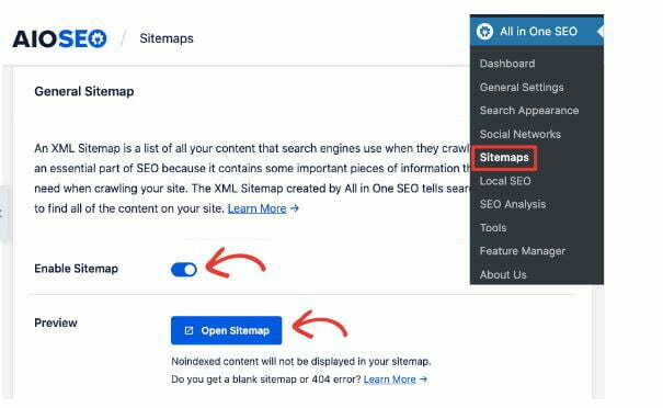 How to create a sitemap XML on AIOSEO plugin