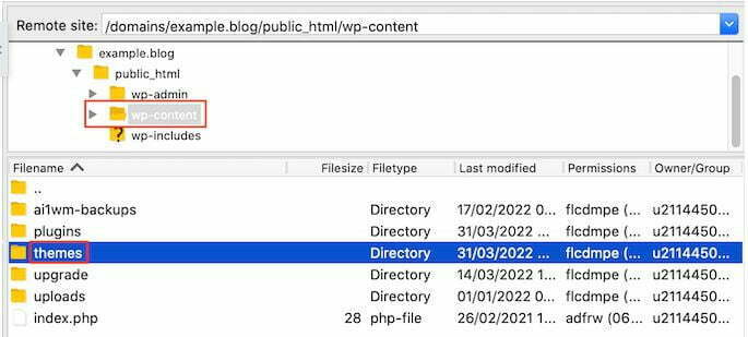 How to deactivate WordPress theme via FTP