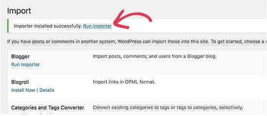 Importing file on WordPress