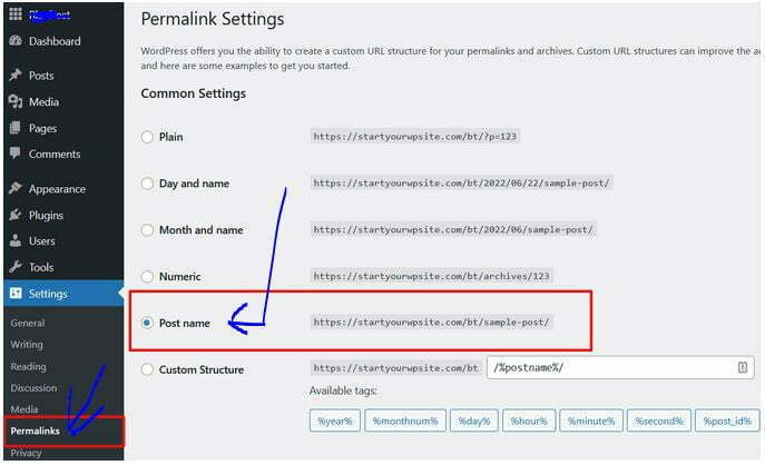How to change permalink structure on WordPress