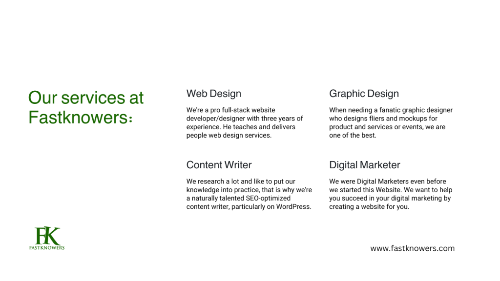 Our services at Fastknowers