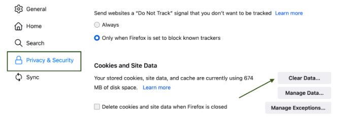 How to clear cache of Mozilla browse on a Mac operating system device