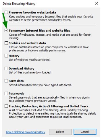 How to clear cache on internet explorer