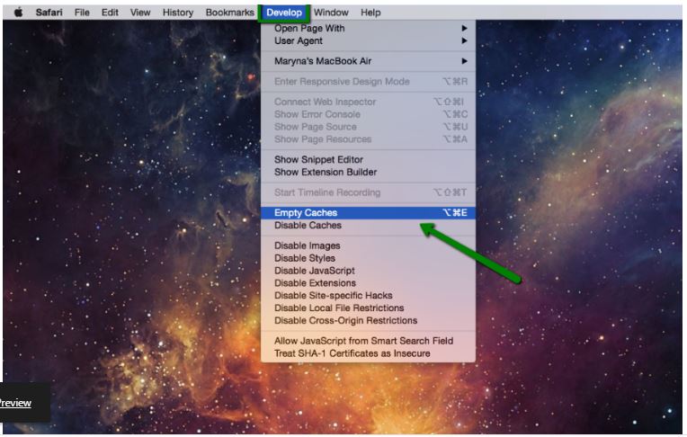 How to clear cache of safari browser on Mac