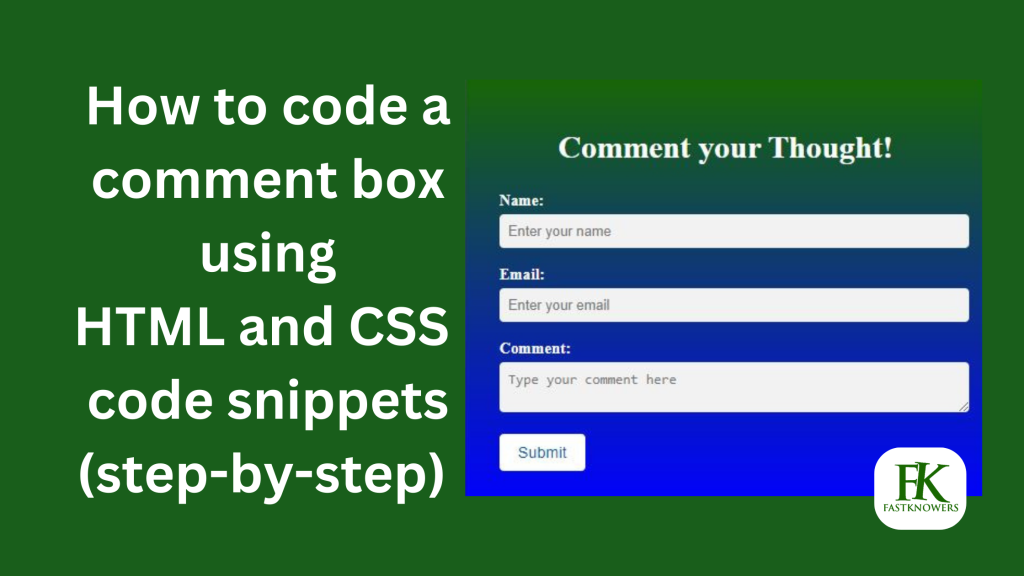 How to code a comment box on a website using HTML and CSS