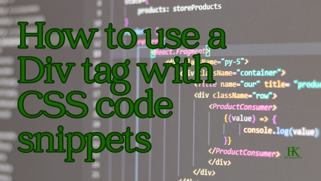 How to use Div tag to style with CSS
