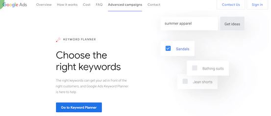 Google Ads planner tool