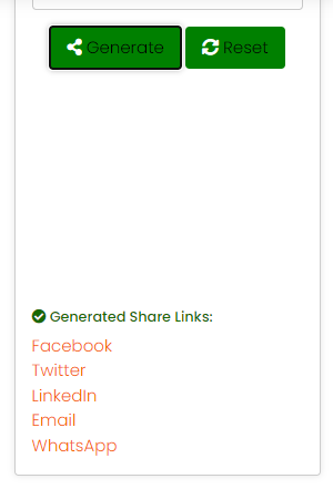 Share links generator results