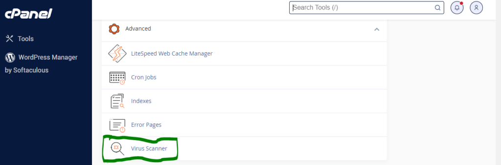 virus scanner in a cPanel