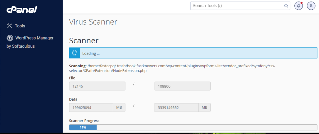 cPanel scanning report