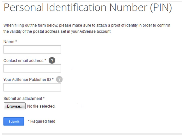 AdSense account PIN verification